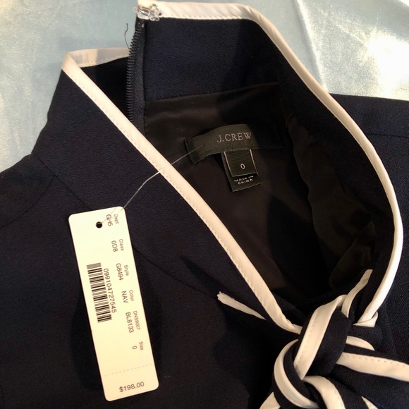 J.Crew tie-neck navy dress in Italian wool crepe - Picture 4 of 7